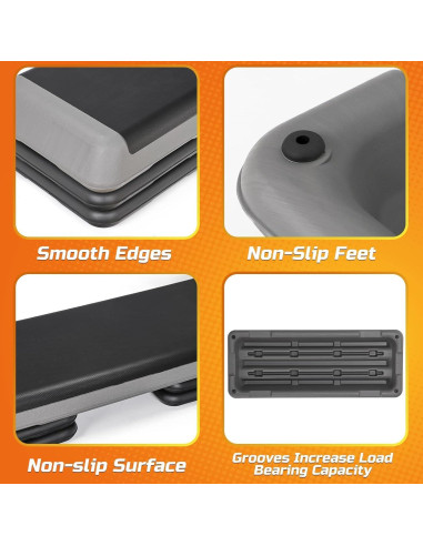 Plataforma de Paso Aeróbico ZENY 109 cm Ajustable 3 Niveles
