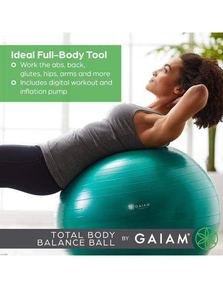 Balón de Ejercicio Gaiam 75cm Azul Anti-Burst con Bomba Balón de Ejercicio Gaiam 75cm Azul Anti-Burst con Bomba
