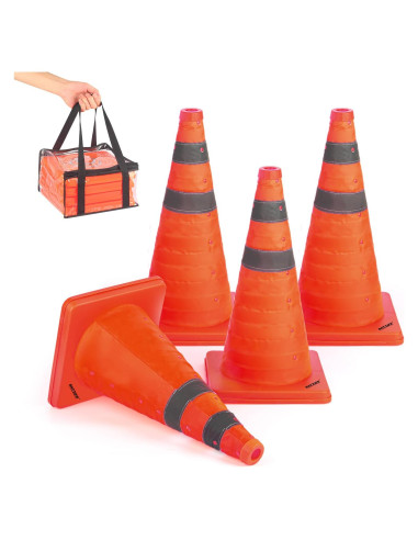 Conos de Seguridad Plegables BATTIFE 18" Naranjas 4 Pack