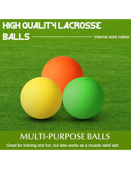 Vinsot 9 Pelotas de Lacrosse de Caucho para Entrenamiento Vinsot 9 Pelotas de Lacrosse de Caucho para Entrenamiento