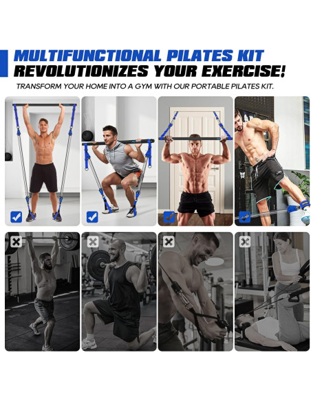 Kit de Bar Pilates KUTIZE con Bandas de Resistencia 122kg Kit de Bar Pilates KUTIZE con Bandas de Resistencia 122kg