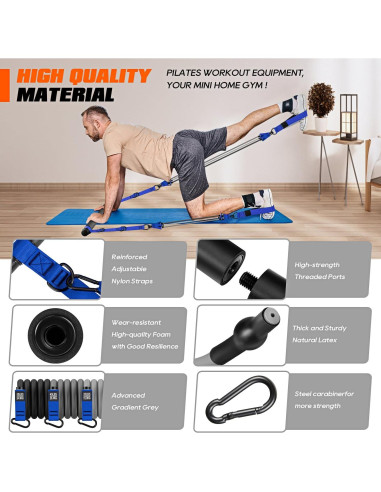 Kit de Bar Pilates KUTIZE con Bandas de Resistencia 122kg