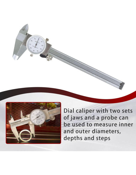 Calibrador de Dial findmall 15.24 cm Acero Inoxidable Precisión 0.001 Calibrador de Dial findmall 15.24 cm Acero Inoxidable Precisión 0.001