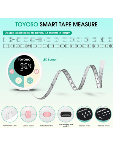 Cinta de Medir Corporal Inteligente TOYOSO con Bluetooth y APP