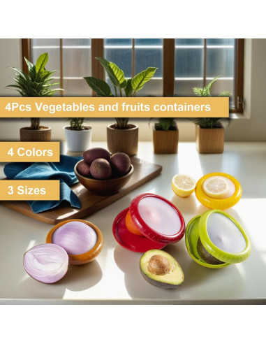 Set de 4 Contenedores de Silicona para Frutas y Verduras LCYHOMIEE