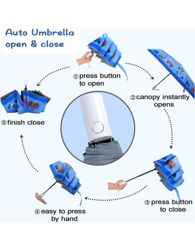 Paraguas Plegable Automático para Niños - Diseño Seguro UV