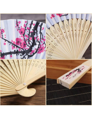 12 Abanicos Plegables de Papel Flor de Cerezo LEFTSTARER