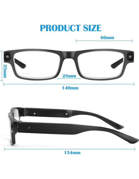 Gafas de Aumento 200% NZQXJXZ con Luz LED Recargable USB Gafas de Aumento 200% NZQXJXZ con Luz LED Recargable USB