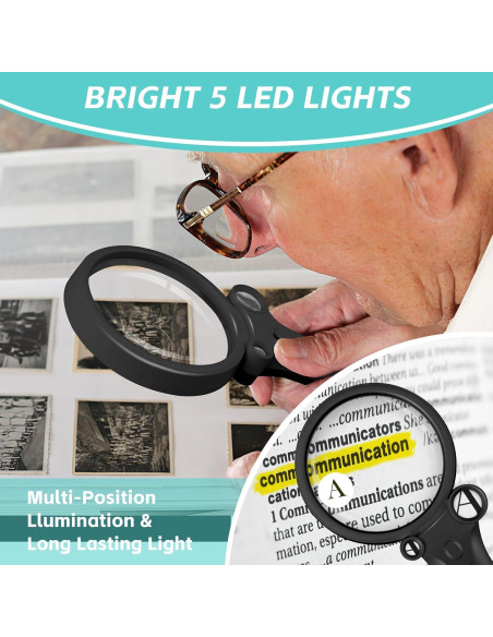Lupa de Mano NZQXJXZ con Luz LED y UV 6X 15X 30X 60X Negra Lupa de Mano NZQXJXZ con Luz LED y UV 6X 15X 30X 60X Negra