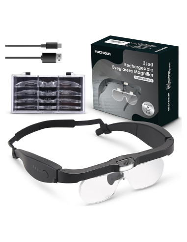Lentes de Aumento YOCTOSUN con Luz LED 1.5X a 5X Recargables