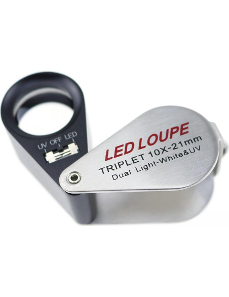 Lupa de bolsillo TEKCOPLUS GLTK-18 10x con luz UV y LED Lupa de bolsillo TEKCOPLUS GLTK-18 10x con luz UV y LED