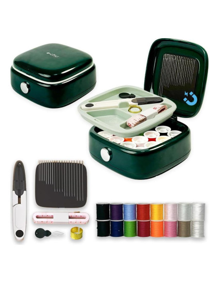 Kit de Costura Magnético Stidgbo Verde Oscuro 16 Hilos 20 Agujas Kit de Costura Magnético Stidgbo Verde Oscuro 16 Hilos 20 Agujas
