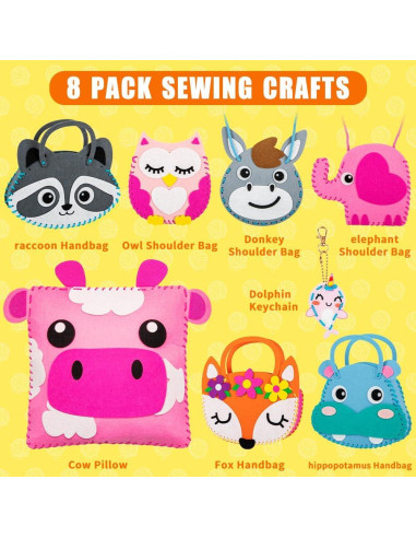 Kit de Costura Sofier para Niños - 8 Manualidades de Fieltro