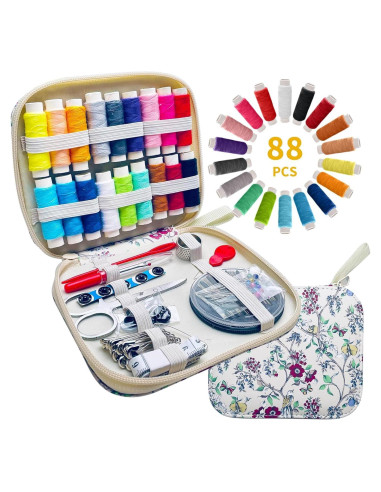 Kit de Costura 88 PCS XWYQSLJY con Bolsa de Cuero Compacta