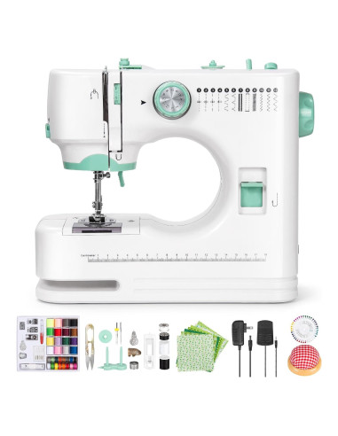 Máquina de Coser Mini Portátil TK1287 Verde - Kit de Costura Completo