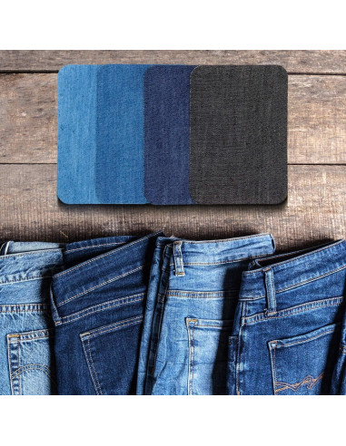 Kit de Parches Plancheables Bastex 12 Piezas Algodón Azul