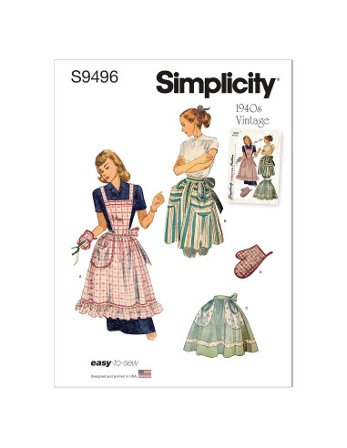 Kit de Costura Simplicity S9496 para Delantal Vintage Talla Única