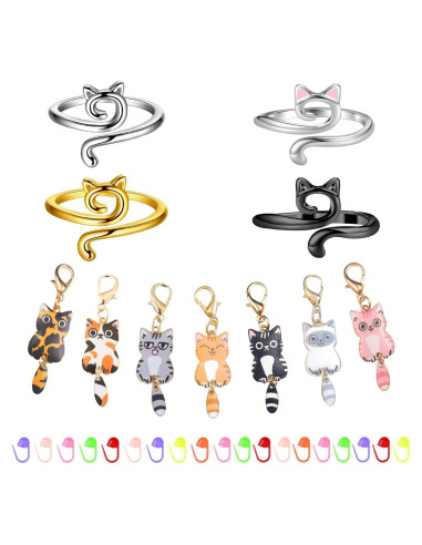 Set de Anillos de Crochet Ajustables Starfa Lab con Marcadores