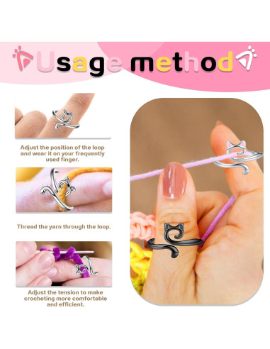 Set de Anillos de Crochet Ajustables Starfa Lab con Marcadores