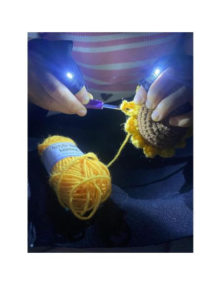 Juego de Ganchillos Ergonómicos WooCrafts con Guantes Iluminados Juego de Ganchillos Ergonómicos WooCrafts con Guantes Iluminados
