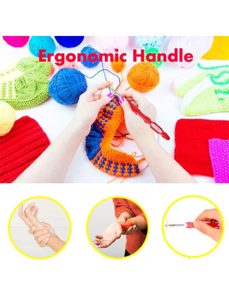 Juego de Ganchillos Ergonómicos Lewhoo 12PCS 0.8 a 6.0mm Juego de Ganchillos Ergonómicos Lewhoo 12PCS 0.8 a 6.0mm