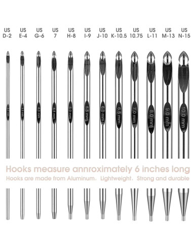 Juego de Ganchillos Tunecinos GUCLUD 3mm-10mm Ergonómicos