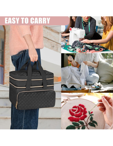 Organizador de Costura YARWO Doble Capa 30x20x25cm Negro