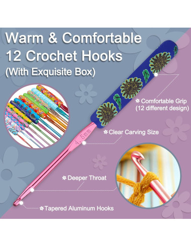 Juego de Ganchillos de Crochet Coopay 12PCS 2-8mm Ergonómicos