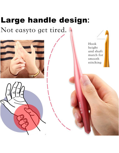 Juego de Ganchillos Ergonómicos Svartur - 9 Tamaños 3.5mm a 8mm