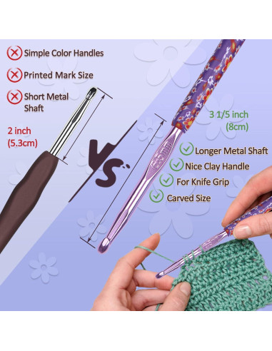 Ganchos de Crochet Coopay 6.5 a 10 mm con Agarre Ergonómico