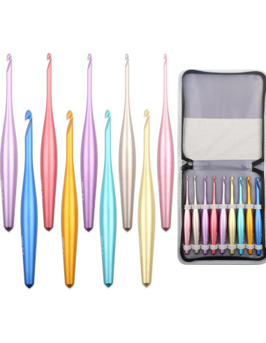 Juego de Ganchillos Ergonómicos Svartur - 9 Tamaños 3.5mm a 8mm
