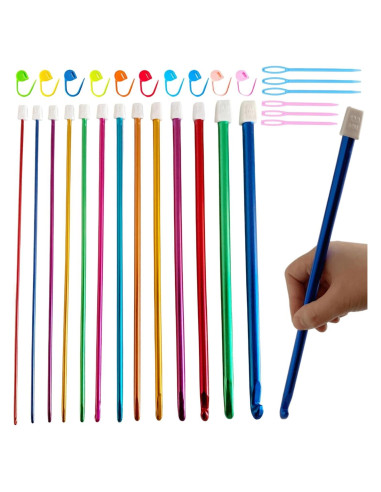 Juego de Agujas de Crochet Tunecino Cdrompy 13 Tamaños 29 PCS