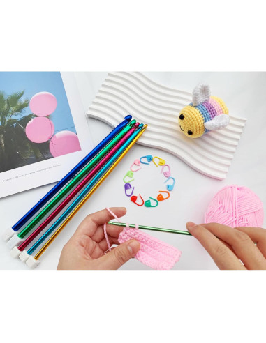 Juego de Agujas de Crochet Tunecino Cdrompy 13 Tamaños 29 PCS