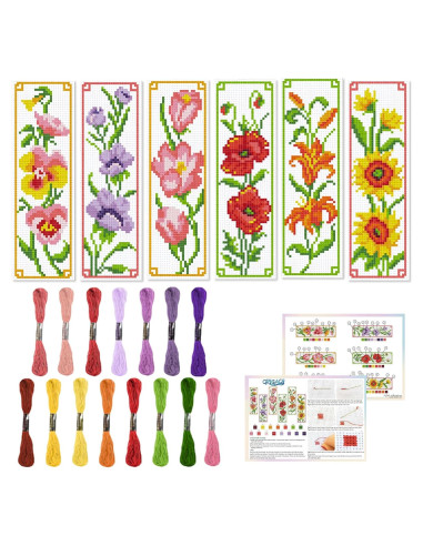 Kit de Marcadores de Punto de Cruz ORIGACH 6 Piezas Floral