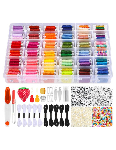 Kit de Fabricación de Pulseras PAXCOO 110 Madejas Hilo 830 Cuentas