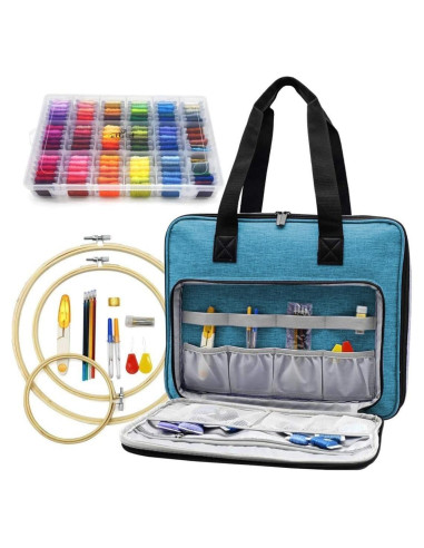 Kit de Bordado Completo ATTERET con 99 Hilos y Bolsa Turquesa