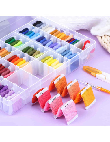 Kit de Hilo de Bordado PAXCOO 146 Piezas con Caja Organizadora