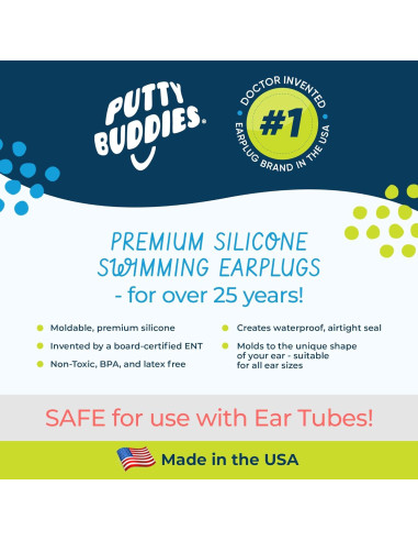 Tapones para oídos Putty Buddies de silicona - Paquete de 10