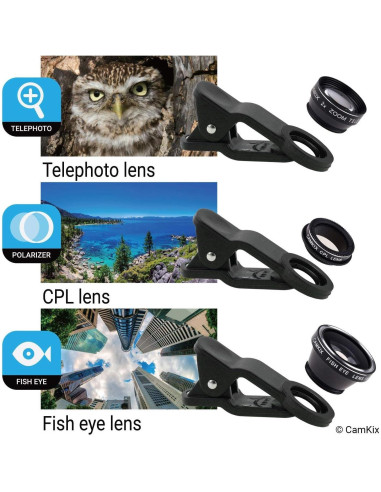 Control Remoto Bluetooth CAMKIX + Kit Lentes 5 en 1 para Smartphones