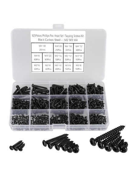 Kit de Tornillos Autoperforantes M2 M3 M4 625 Pcs HanTof Kit de Tornillos Autoperforantes M2 M3 M4 625 Pcs HanTof