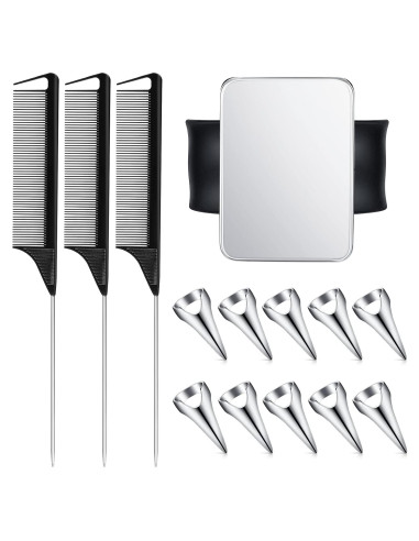 Juego de 10 Anillos Separadores y 3 Peines Patelai - Negro y Plata