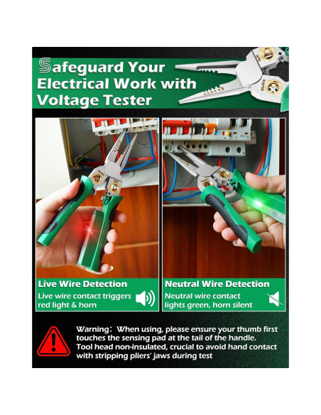 Pelacables 8 en 1 FAITIO Verde con Probador de Voltaje Pelacables 8 en 1 FAITIO Verde con Probador de Voltaje