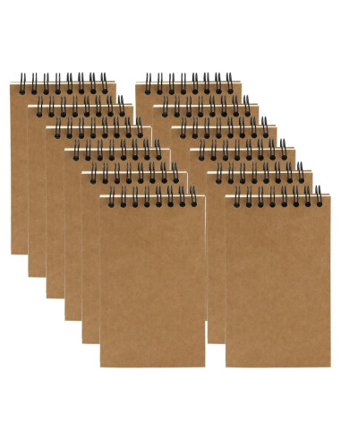 Paquete de 12 Cuadernos Espirales Aacehlh Kraft 3x5" Rayado