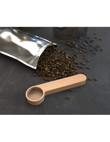 Cucharón de Café Personalizado de Madera de Haya - Clip para Bolsa