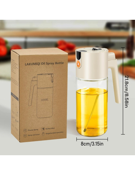 Rociador de Aceite LAKUMIQI 600ML Antifugas Un Toque Blanco Rociador de Aceite LAKUMIQI 600ML Antifugas Un Toque Blanco