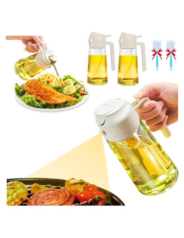 Dispensador y Pulverizador de Aceite Nydia 470ml 2 en 1 Blanco