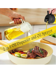 Dispensador y Pulverizador de Aceite Nydia 470ml 2 en 1 Blanco 2