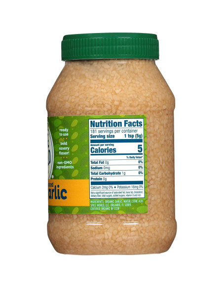 Ajo Picado Orgánico Spice World 907g - Condimento Saludable Ajo Picado Orgánico Spice World 907g - Condimento Saludable