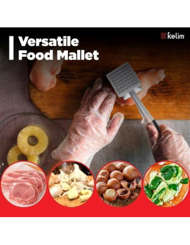 Martillo ablandador de carne Kelim de aluminio 340g - Doble cara