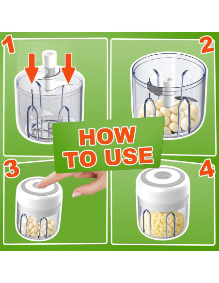 Picador de Ajo Eléctrico Dyrro Mini 300ml Inalámbrico Picador de Ajo Eléctrico Dyrro Mini 300ml Inalámbrico